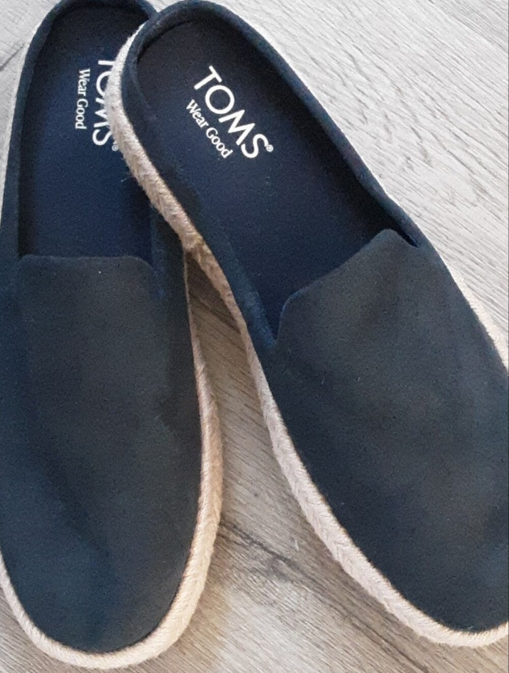 TOMS Santiago Espadrille Slip On-Sz 9.5-Navy Suede Jute Cloudbound Insole NEW!